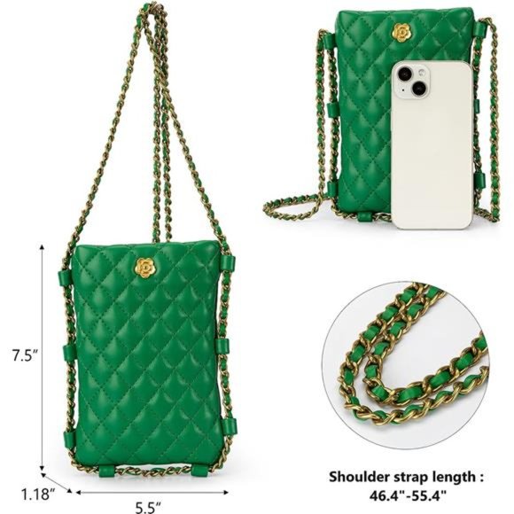 Montana West Small Quilted Cell Phone Purse Women Soft Chain Crossbody Wallet - Picture 4 of 6